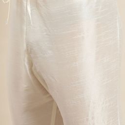 SOJANYA Men White Kurta with Churidar & Nehru Jacket image 5