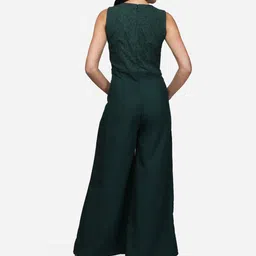 V&M Women Green Self Design Basic Jumpsuit image 5