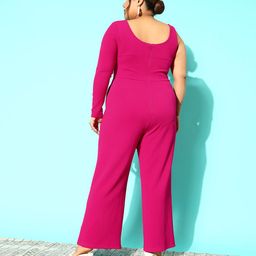 CURVE BY KASSUALLY Plus Size Fuchsia Embellished Basic Jumpsuit image 4