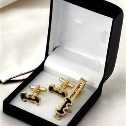 LUCKY JEWELLERY Black Gold Plated Quirky Cufflink-image-42
