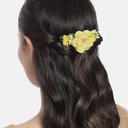 Peora Women Yellow & Black Embellished Comb Pin-image-66