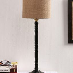 Devansh Beige Textured Traditional Table Lamp With Jute Shade image 4