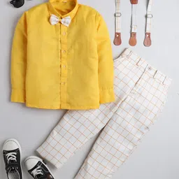 DKGF FASHION Boys Yellow & White Shirt with Trousers-picture-44