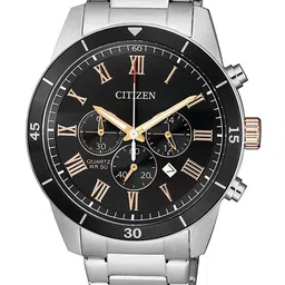 Citizen Men Black Dial & Silver Toned Stainless Steel Bracelet Style Straps Analogue Watch-10