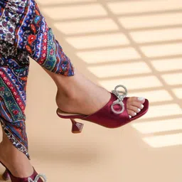 Chere Embellished Open Toe Block Heels  With Bows-14