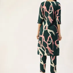 Ethnovog Printed Kurta with Trousers & With Dupatta image 2
