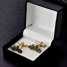 LUCKY JEWELLERY Gold Plated Black Quirky Cufflink-image-46