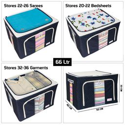 BlushBees Set Of 2 Navy Blue & White Printed Multi-Utility Wardrobe Organisers image 2
