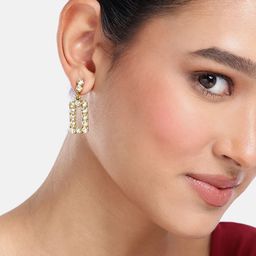 DressBerry Rectangular Shape Stone Studded Drop Earrings-image-7