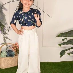 LilPicks Girls Floral Printed Top with Palazzos Set-image-99