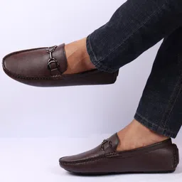FAUSTO Men Textured Lightweight Horsebit Loafers-image-27