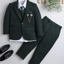 DKGF FASHION Boys Green Regular-Fit 5-Piece Suit-image-46