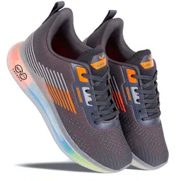 BERSACHE Men Grey Melange Mesh Running Shoes image 2