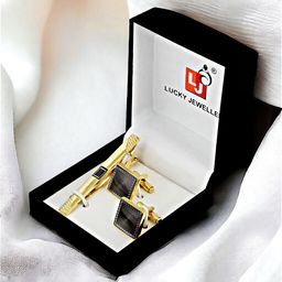 LUCKY JEWELLERY Geometric Gold-Plated Cufflink-24