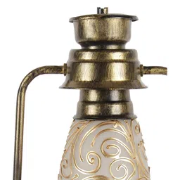 Devansh Bronze-Toned & Off-White Self Design Mosaic Table Lantern image 3