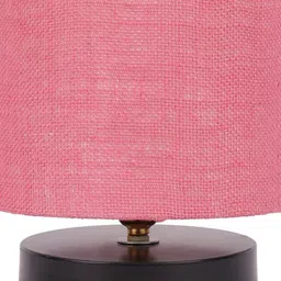 Devansh Pink Solid Solid Cylinder Table Lamp With Jute Shade image 3