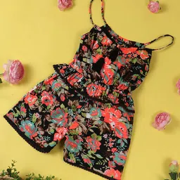 Nauti Nati Girls Black & Orange Printed Basic Jumpsuit-image-32