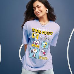 Bewakoof Peanuts Women Graphic Printed Oversized T-shirt-image-48