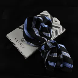 KOVOVE Men Black & Blue Striped Pocket Square-image-51