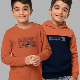 HELLCAT Boys Orange & Navy Blue Printed Sweatshirt-image-96
