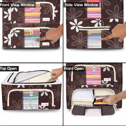 BlushBees Brown Printed Foldable Storage Box With Transparent Window image 3