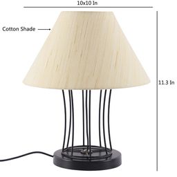 Devansh Cream-Coloured & Brown Solid Traditional Bedside Standard Table Lamp image 5