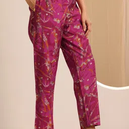 Libas Abstract Printed Mandarin Collar Tunic With Trousers image 2