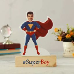 Personalized Superboy Caricature with Wooden Stand-20