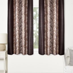 Home Sizzler Brown Set of 2 Woven Regular Window Curtains-20