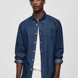 MANGO MAN Pure Cotton Chambray Casual Shirt-image-78