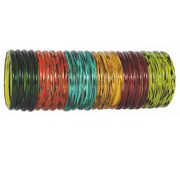 NMII Set Of 24 Printed Glass Bangles-70