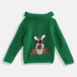 CHUTPUT Kids Green Solid Cardigan with Applique Detail-image-23