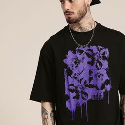 HERE&NOW Pure Cotton Graphic Printed Oversized T-shirt-image-95