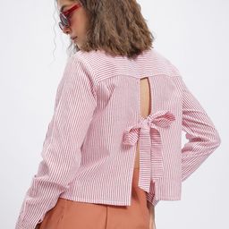 glitchez Striped Stroll Styled-Back Shirt Style Top-image-59