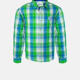 Blue Giraffe Boys Green & White Checked Casual Shirt-image-93