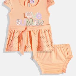 BABYMAX Infant Girls Printed Pure Cotton Fit & Flare Dress With Bloomers-image-66