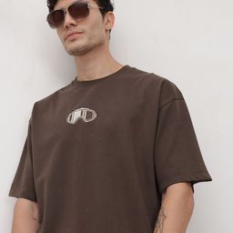 The Roadster Lifestyle Co. Solid Drop-Shoulder Sleeves Oversized T-shirt-image-11