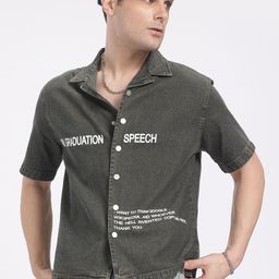 glitchez New Age Graduate Typography Print Denim Shirt-picture-19