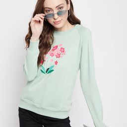Crimsoune Club Women Sea Green Printed Sweatshirt-image-91
