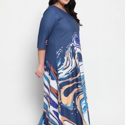 Amydus Plus Size Multicoloured Printed A-Line Maxi Dress image 3