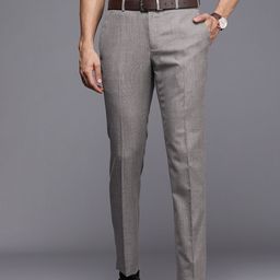 Raymond Men Grey Striped Slim Fit Formal Trousers-image-20