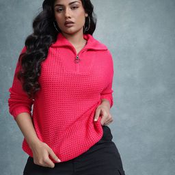 The Roadster Life Co. Plus Size Mock Neck Acrylic Pullover-23