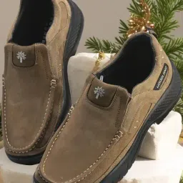 Woodland Men's Khaki Slip On Shoes-picture-27