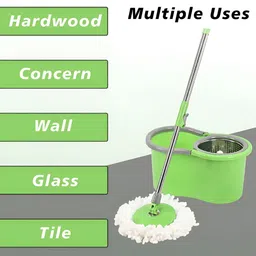 RUBOXA Green Spin Mop With Wringer Mopping Bucket With 2 Refills image 3