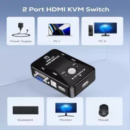 PremiumAV 2-Port USB 2.0 KVM Switch Box Control 2 Computers with 1 USB Keyboard & Mouse for PC, Laptop, Desktop, Monitor, Printer, Video Sharing image 5