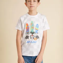 Jack & Jones Junior Boys White Graphic Regular Fit T-Shirt-image-76