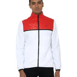 Allen Solly White & Red Regular Fit Colour Block Jacket image 1