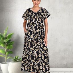 UDHATIKRAMAN Ethnic Motifs Printed Maxi Nightdress-image-98