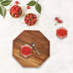 ICRAFT Brown Acacia Wood Hexa Platter - Set of 1-24