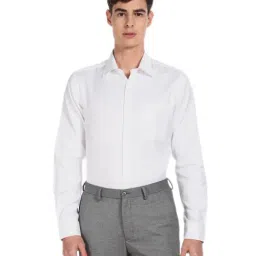 Arrow Men White Cotton Patterned Formal Shirt-image-1